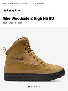Nike Boys' Woodside 2 High NS BG Tan and Black Boots